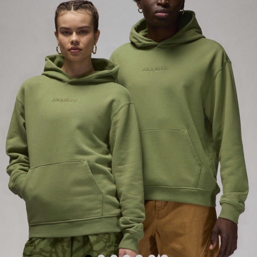 Nike Air Jordan Woodmark Fleece Hoodie Sky J Light Olive Green Men’s Small